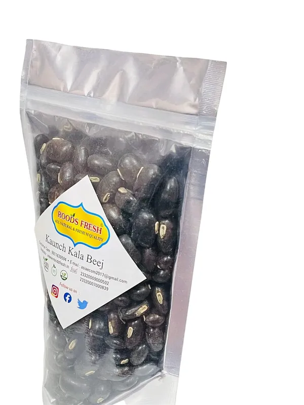 Roods_Fresh_Beej_Kaunch_Kala_-_Mucuna_Pruriens_-_Black_Kaunch_Seeds_-_Cowhage_(300_G)