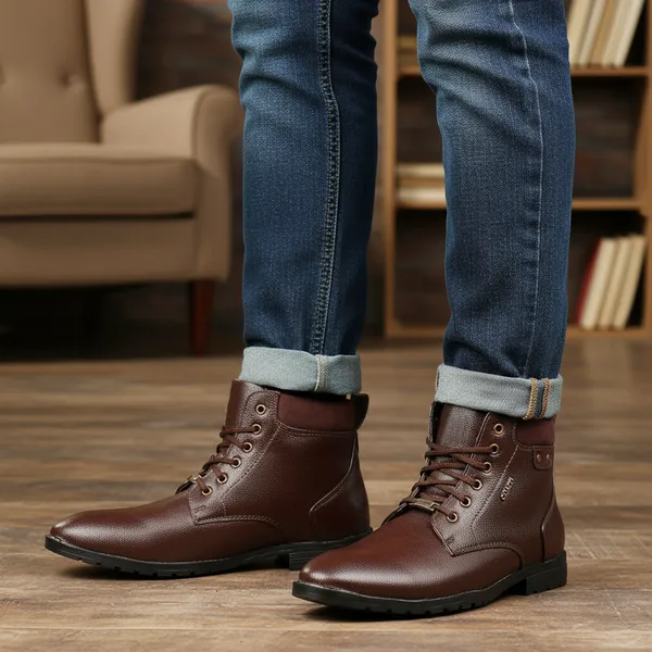 Brown_Textured_Lace-Up_Ankle_Boots_for_Men