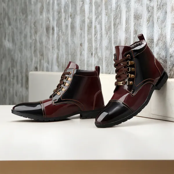 Burgundy_Glossy_Lace-Up_Ankle_Boots_for_Men