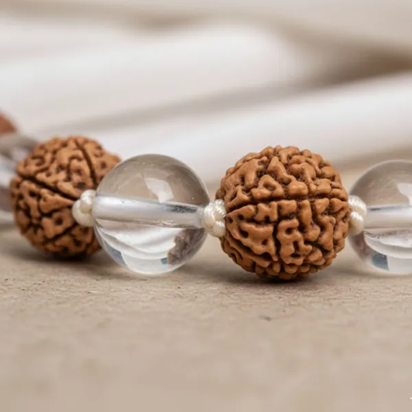 5_Mukhi_Rudraksha+Clear_Quartz_108_Beads_(Hand_Knotted)_Japa_Mala__Purity,_Clarity_And_Balance