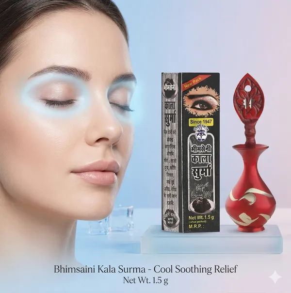 Bhimseni_Black_Surma_3g._With_Red_Brass_Surmedani_For_kohl/Kajal