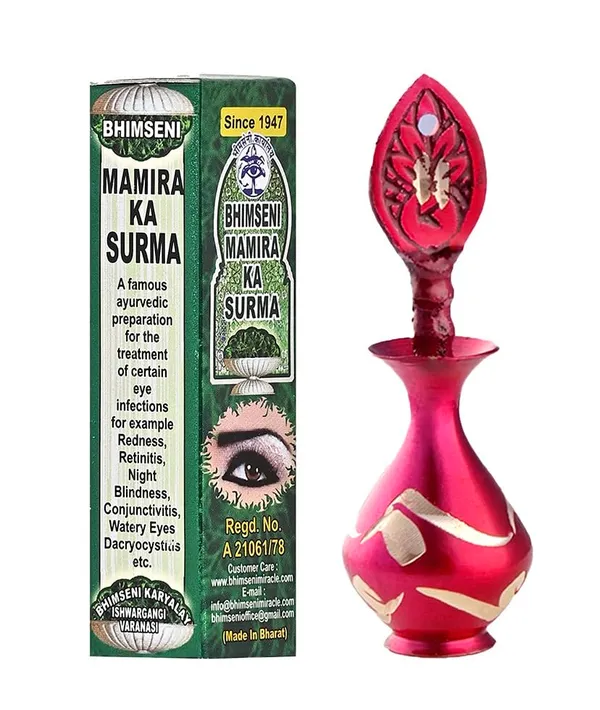 Bhimseni_Mamira_Ka_Surma_Ayurvedic_Eye_Preparation,_3g,_with_Pink_Decorative_Brass_Surmedani
