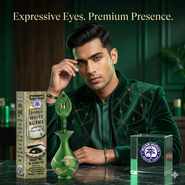 Bhimseni_White_Surma_3g._with_green_brass_designer_Surmedani