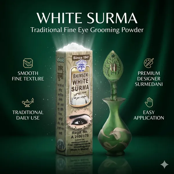 Bhimseni_White_Surma_3g._with_green_brass_designer_Surmedani