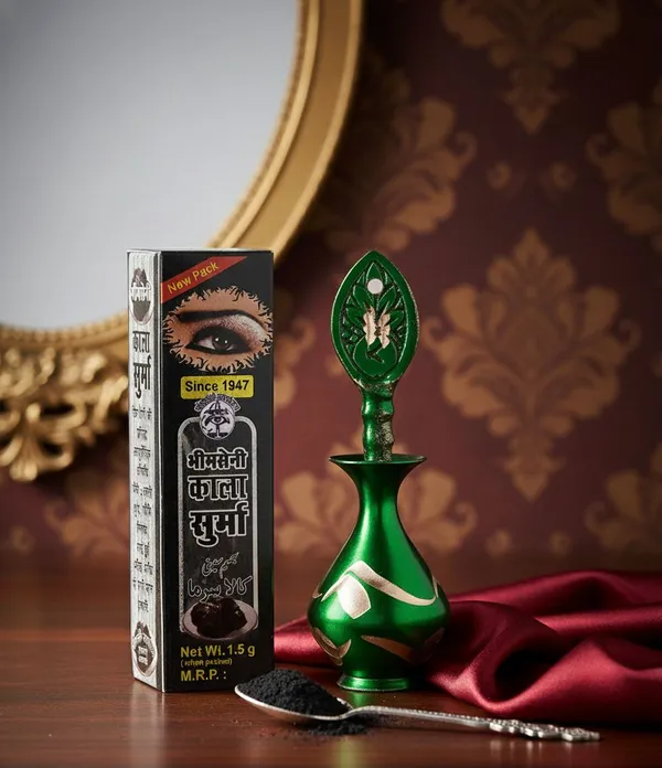 Bhimseni_Black_surma_3g._With_Green_Brass_Elegant_Surmedani