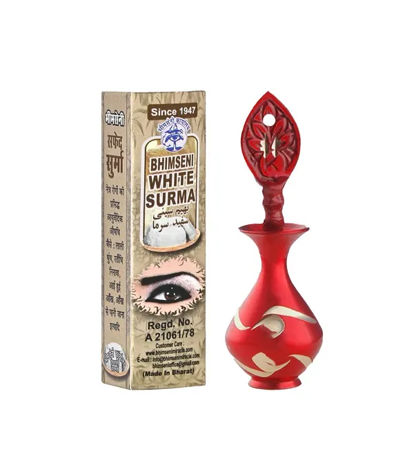 Bhimseni_White_Surma_3g._With_Red_Brass_Surmedani_For_kohl/Kajal