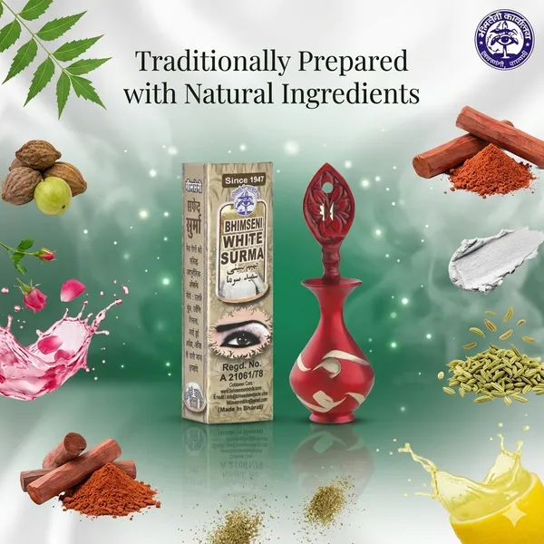Bhimseni_White_Surma_3g._With_Red_Brass_Surmedani_For_kohl/Kajal