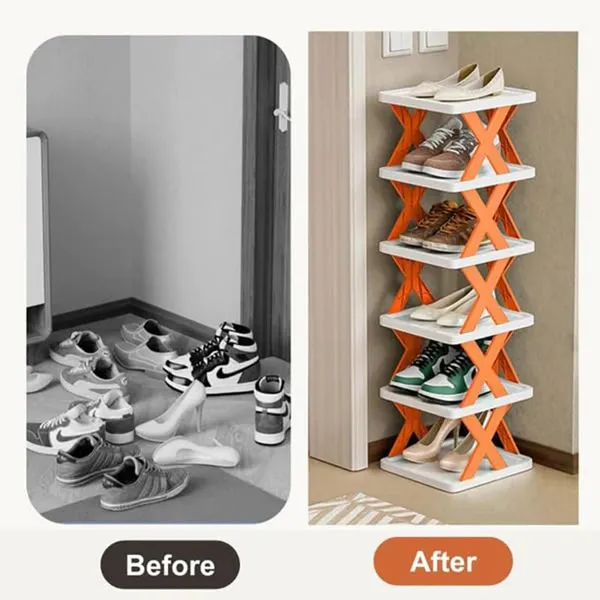 Orange_And_White_Metal_And_Plastic_Shoe_Rack_For_Shoe_Storage_And_Organization