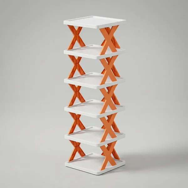 Orange_And_White_Metal_And_Plastic_Shoe_Rack_For_Shoe_Storage_And_Organization