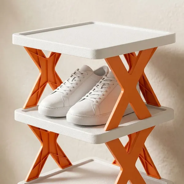 Orange_And_White_Metal_And_Plastic_Shoe_Rack_For_Shoe_Storage_And_Organization