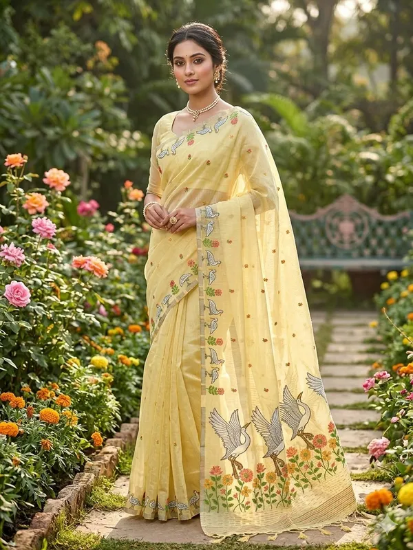 Pretty_Kanya_Pure_Gold_Zari_Jacquard_Saree_with_Rich_Pallu_&_Exclusive_Blouse