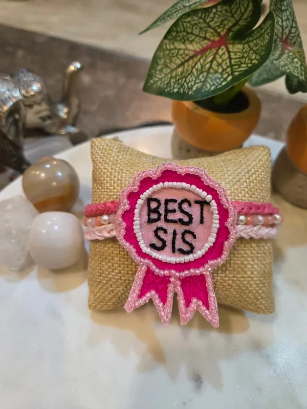 Best_Sister_Designer_Rakhi_Handmade_Embroidered_Badge_with_Pearl_Accents_and_Braided_Cotton_Thread_for_Raksha_Bandhan