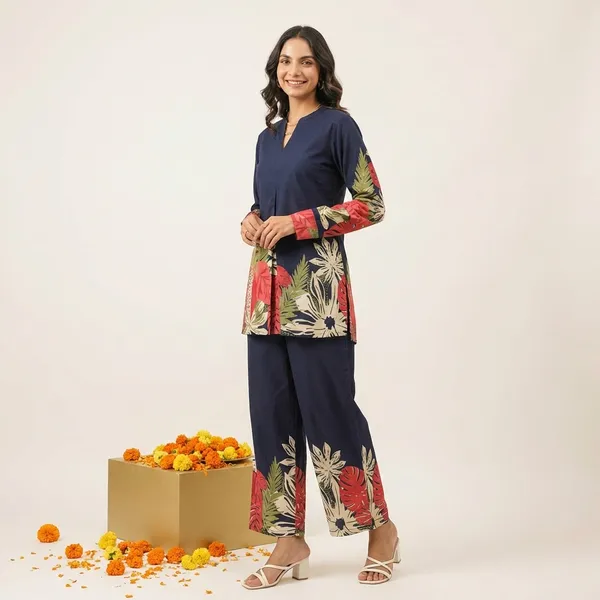 Blue_Cotton_Print_Co-Ord_Set_For_Women