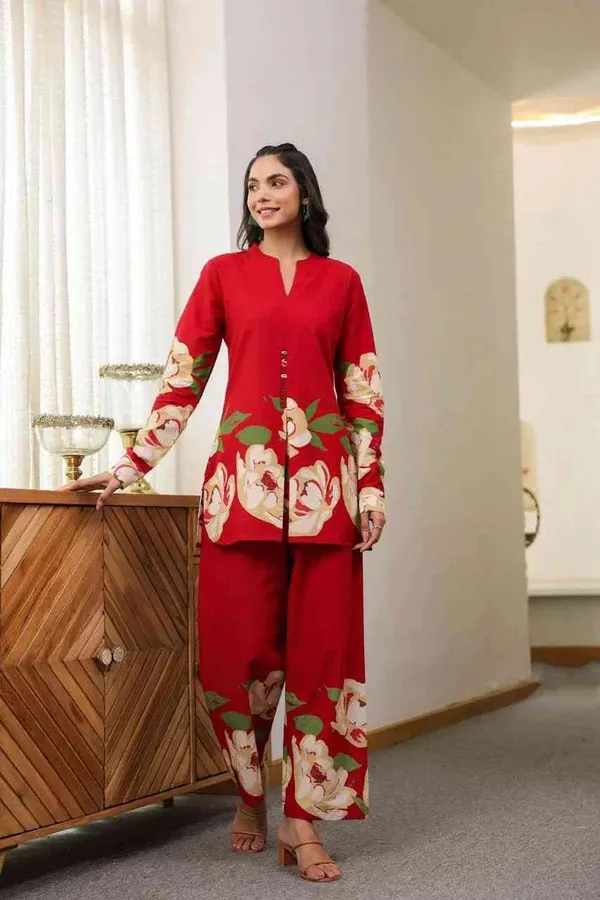 Red_Cotton_Co-Ord_Set_For_Women