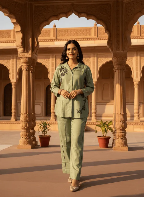 Green_Cotton_Co-Ord_Set_For_Women
