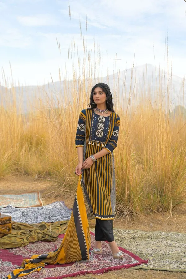 Contemporary_Ethnic_Striped_Cotton_Kurta_Set_with_Artistic_Dupatta_and_Coordinated_Pants