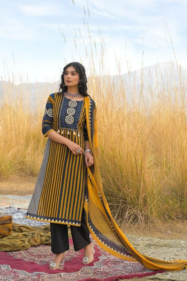 Contemporary_Ethnic_Striped_Cotton_Kurta_Set_with_Artistic_Dupatta_and_Coordinated_Pants