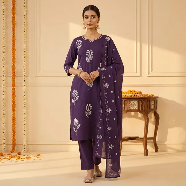 Purple_Cotton_Kurta_Set_For_Women