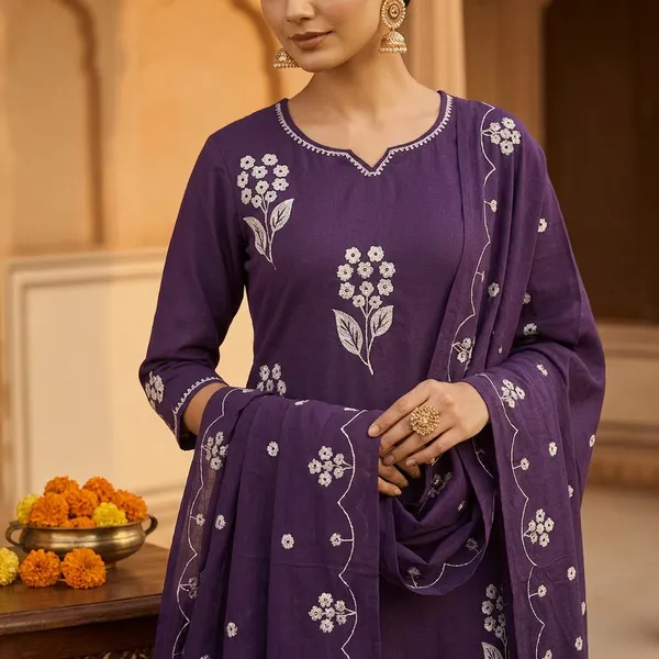 Purple_Cotton_Kurta_Set_For_Women