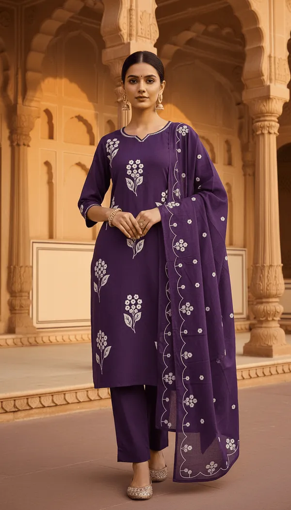 Purple_Cotton_Kurta_Set_For_Women