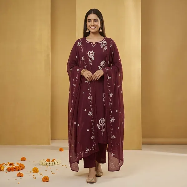 Maroon_Cotton_Kurta_Set_For_Women