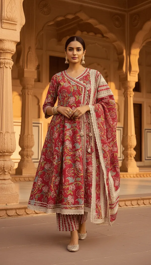 Pink_Cotton_Anarkali_Set_For_Women