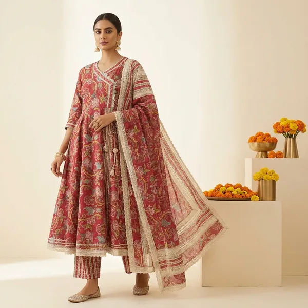 Pink_Cotton_Anarkali_Set_For_Women