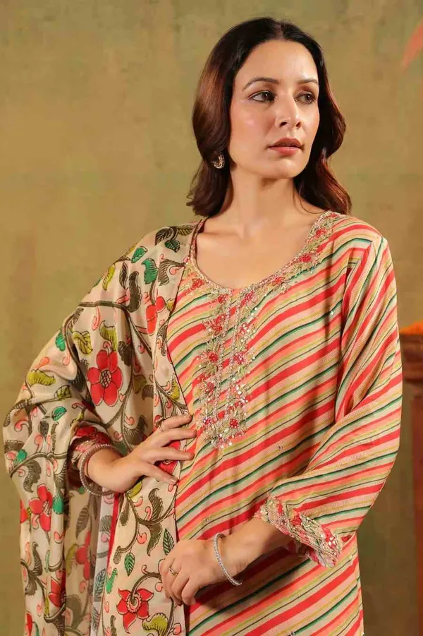 Red_Mul_Silk_Kurta_Set_For_Women