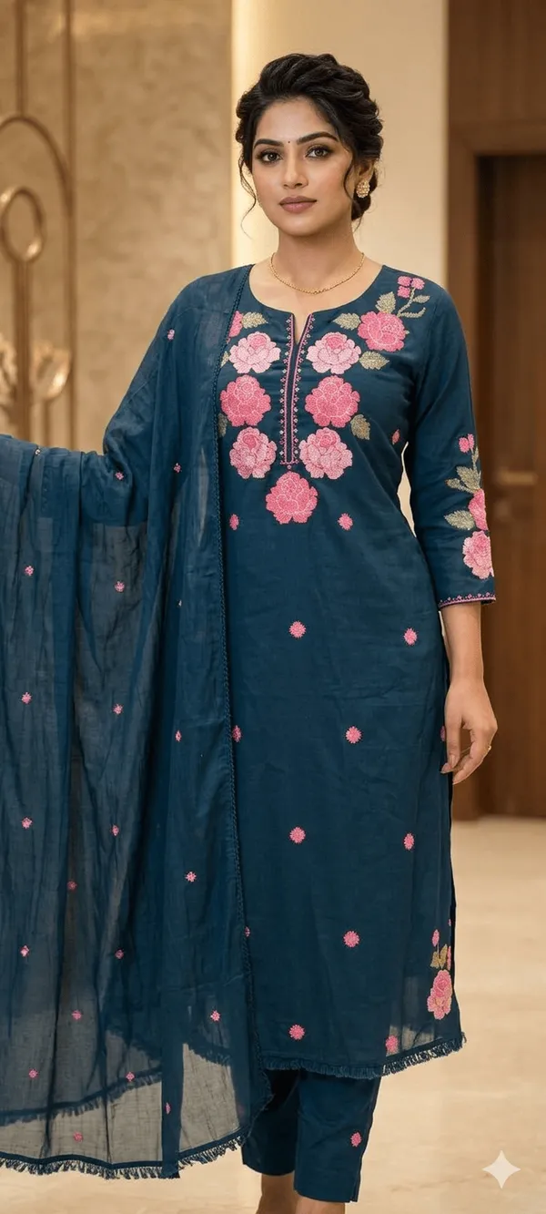 Blue_Cotton_Suit_Set_For_Women