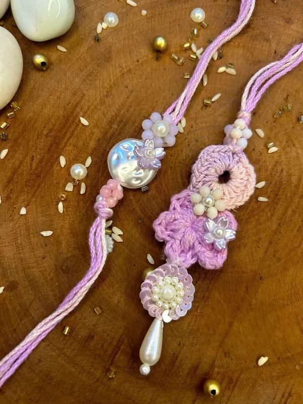 Handmade_Pastel_Bloom_Crochet_Rakhi_and_Lumba_Set_with_Pearl_Flower_Tassel_Designer_Raksha_Bandhan_Bhai_Bhabhi_Collection