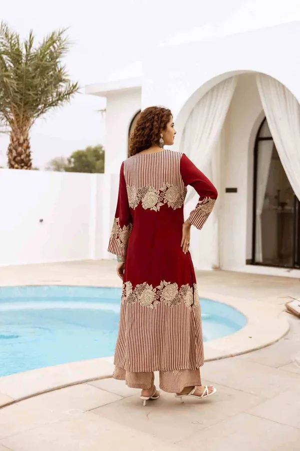 Maroon_Cotton_Kurta_Pant_For_Women