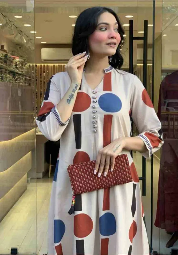 White_Cotton_Print_Kurta_Pant_For_Women