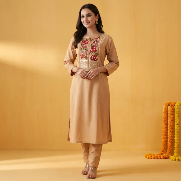 Peach_Silk_Kurta_Set_For_Women