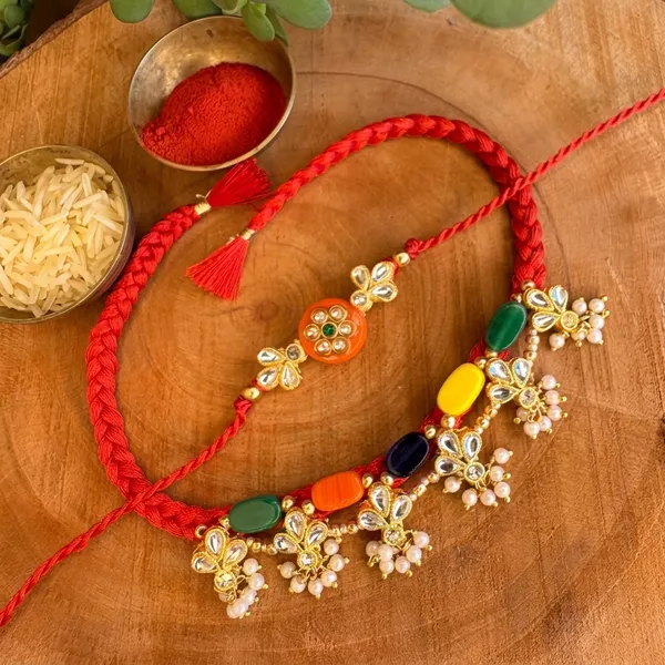 Handmade_Bhai_Bhabhi_Couple_Rakhi_Set_Designer_Navratna_Stone_Lumba_Rakhi_with_Pearl_Tassels_for_Raksha_Bandhan_Gift