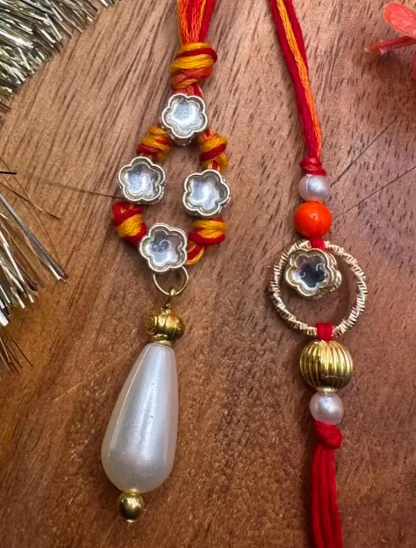 Premium_Designer_Floral_Pearl_Rakhi_Set_for_Brother_|_Handmade_Flower_Rakhi_with_Pearl_Drop_&_Gold_Beads_|_Traditional_Raksha_Bandhan_Gift