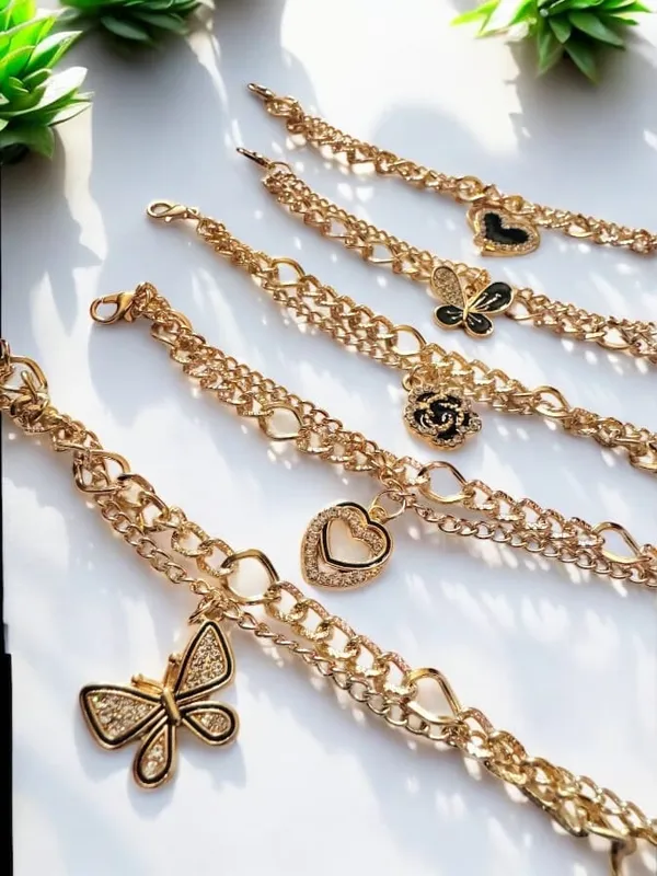 Premium_Gold_Charm_Bracelet_Rakhi_for_Brother_|_Butterfly,_Heart_&_Floral_Charms