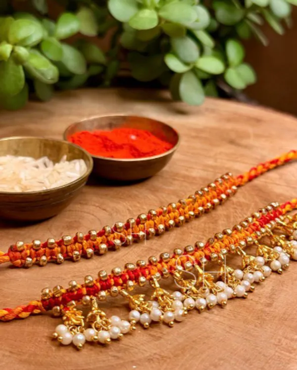 Premium_Handmade_Bhai_Bhabhi_Couple_Rakhi_Set_Orange_Beaded_Designer_Lumba_Rakhi_with_Pearl_Tassels_Golden_Charms_for_Raksha_Bandhan_Gift