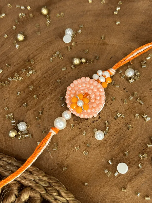 Orange_Pearl_Rakhi|Designer_Rakhi