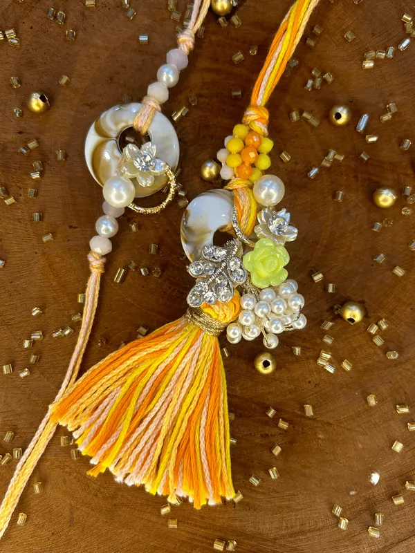 Yellow_Coloured_Rakhi|Designer_RakhiHandmade_Rakhi