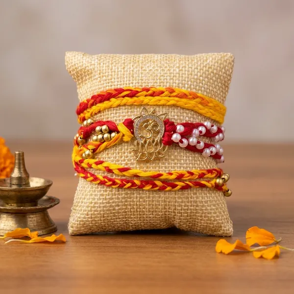 Handmade_Divine_Om_Lotus_Rakhi_with_Sacred_Om_Charm_Red_Yellow_Braided_Thread_Raksha_Bandhan_Premium_Collection