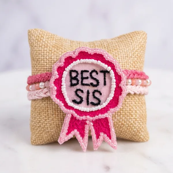 Best_Sister_Designer_Rakhi_Handmade_Embroidered_Badge_with_Pearl_Accents_and_Braided_Cotton_Thread_for_Raksha_Bandhan
