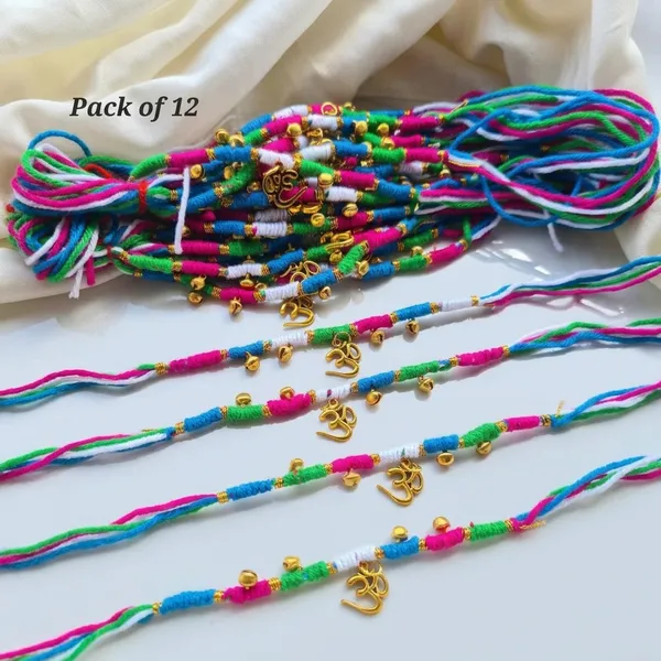 Auspicious_Om_Charm_Rakhi_Multicolor_Cotton_Thread_Designer_Spiritual_Rakhi_with_Golden_Bells_for_Brother_Raksha_Bandhan_Gift