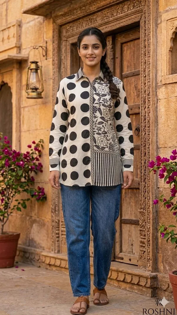 Black_Cotton_Print_Kurta_For_Women