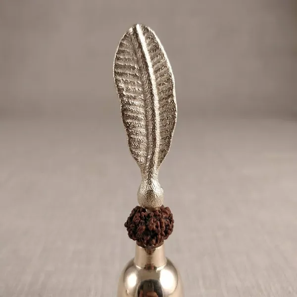 Silver_Finish_Premium_Aluminium_With_Rudraksha_Puja_Bell_For_Home_&_Decor