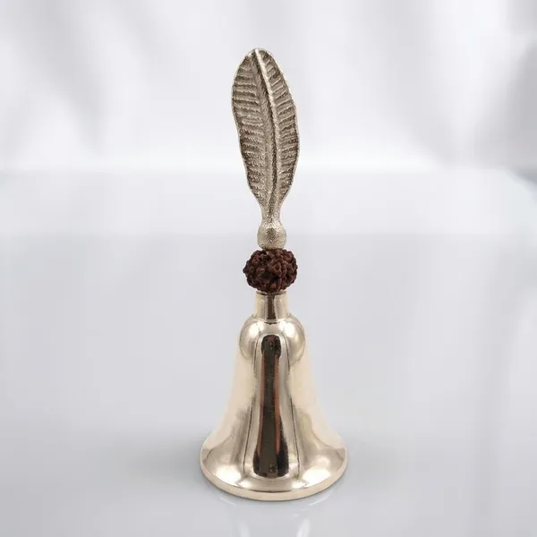 Silver_Finish_Premium_Aluminium_With_Rudraksha_Puja_Bell_For_Home_&_Decor