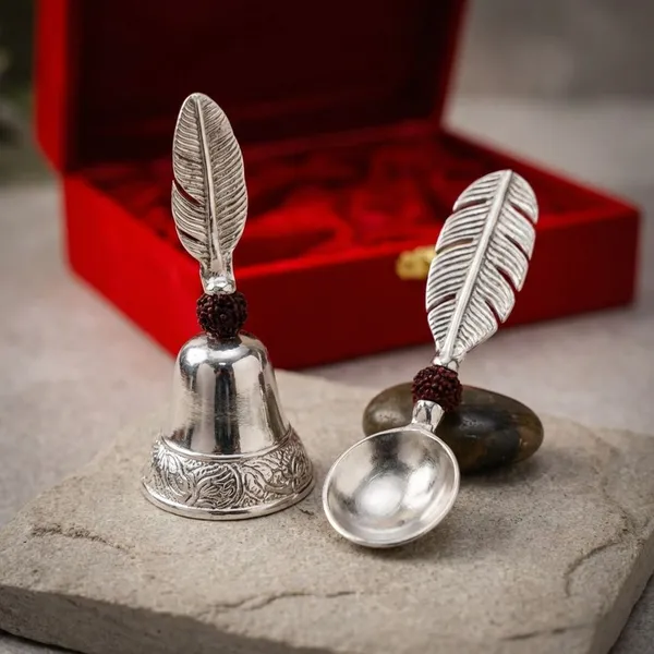 Silver_Finish_Premium_Aluminium_Puja_Bell_With_Diya_For_Home_&_Decor