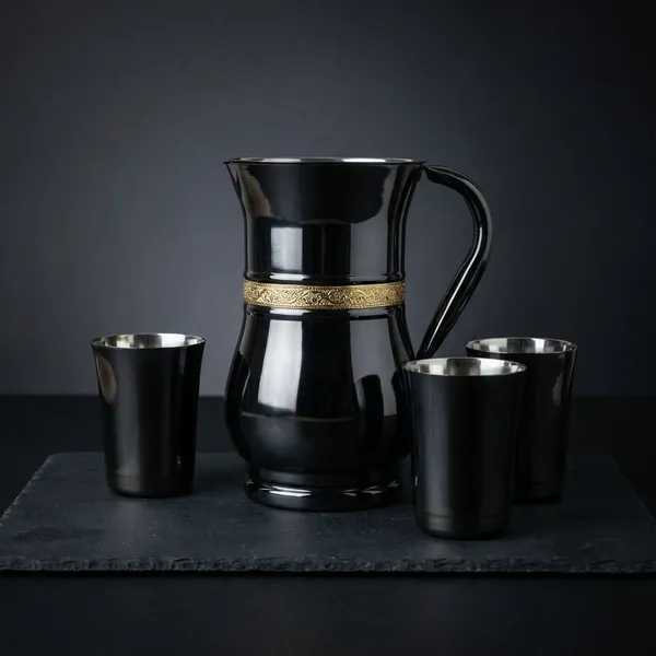 Luxe_Black_High_Gloss_Finish_Stainless_Steel_Essential_Jug_With_3_Glass_For_Home_&_Kitchen