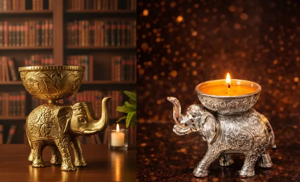 Silver_&_Gold_Finish_Premium_Aluminium_Candle_Holder_&_Aluminium_Dry_Fruit_Bowl_For_Home_&_Decor_(Pack_Of_2)