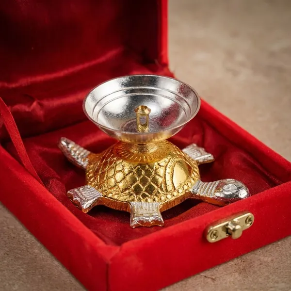Gold_&_Silver_Finish_Premium_Aluminium_Brass_Diya_&_Sindoor_Dani_Set_For_Home_&_Decor_(Pack_Of_2)