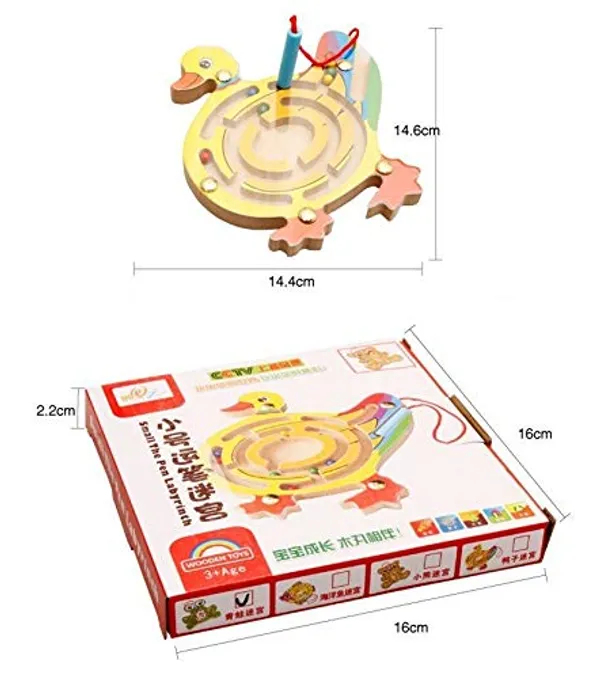 Yellow_Magnetic_Pen_Driving_Wooden_Bead_Maze_Jigsaws_Puzzle_Board_Game_Educational_Toy__Duck